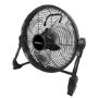 electriQ 12-inch Rechargeable Quiet DC Floor Fan - Versatile Metal Body for Indoor Outdoor and Commercial Use - Black