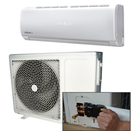GRADE A1 - As new but box opened - ElectriQ Panasonic Powered 12000 BTU Quick Connector Wall Mounted Inverter Air Conditioner with 4 metres pipe kit 5 years warranty