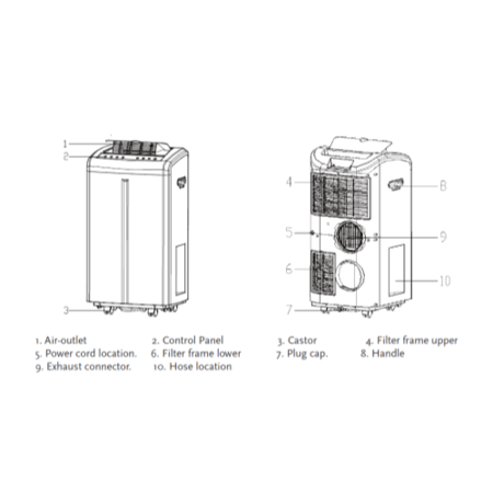 GRADE A1 - As new but box opened - Amcor 16000 BTU Portable Air Conditioner with Heat Pump for rooms up to 42 sq mtrs