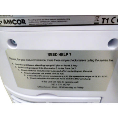 GRADE A3 - Heavy cosmetic damage - Amcor 16000 BTU Portable Air Conditioner with Heat Pump  for rooms up to 42 sqm