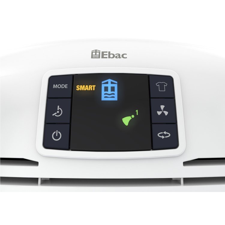 EBAC 3650e 18L Dehumidifier offers energy saving smart controls for up to 4 bed room houses with 2 year warranty