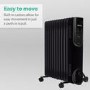 Refurbished electriQ 2.5kw Black Smart WiFi Alexa Oil Filled Radiator 11 Fin 24 hour and Weekly Timer with Thermostat and Remote