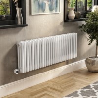 White Horizontal Column Smart Electric Radiator with Wi-Fi Thermostat - 1200W - H400xW1190mm - Bathroom Safe White Horizontal Column Smart Electric Radiator with Wi-Fi Thermostat - 1200W - H400xW1190mm - Bathroom Safe