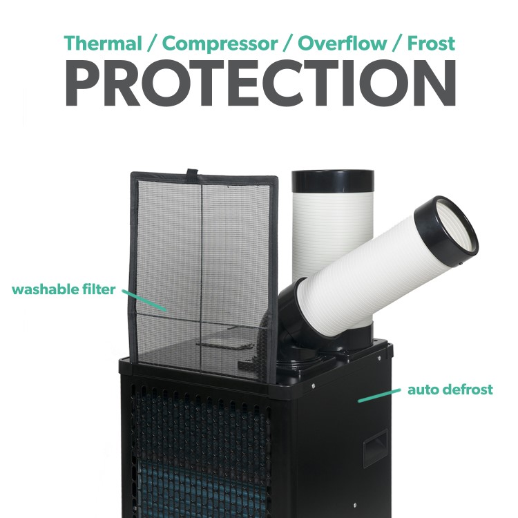 GRADE A2 - electriQ 9200 BTU Portable Commercial Air Conditioner for up to 26 sqm areas - Heavy Duty Metal Body