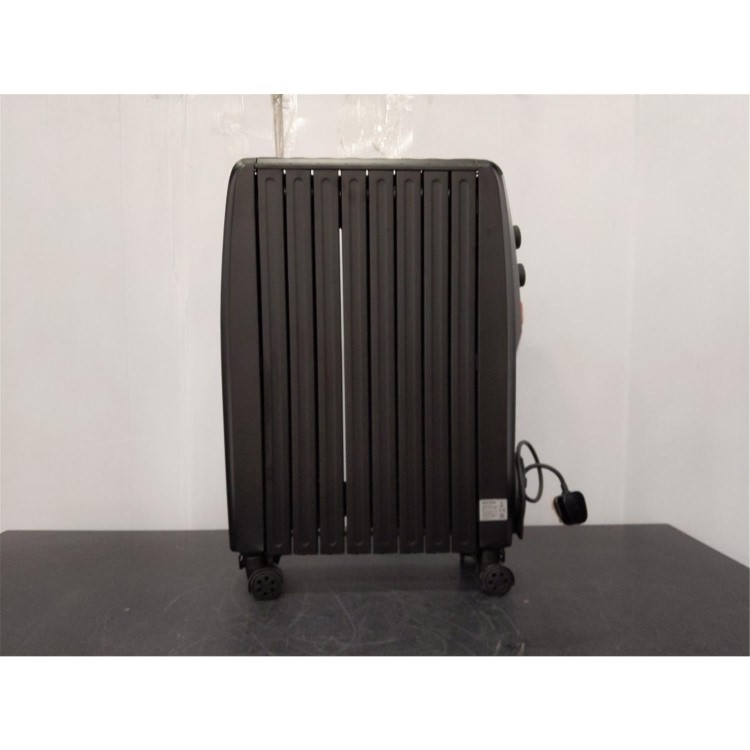 GRADE A3 - electriQ Portable 8 Fin Oil Filled Radiator - Black
