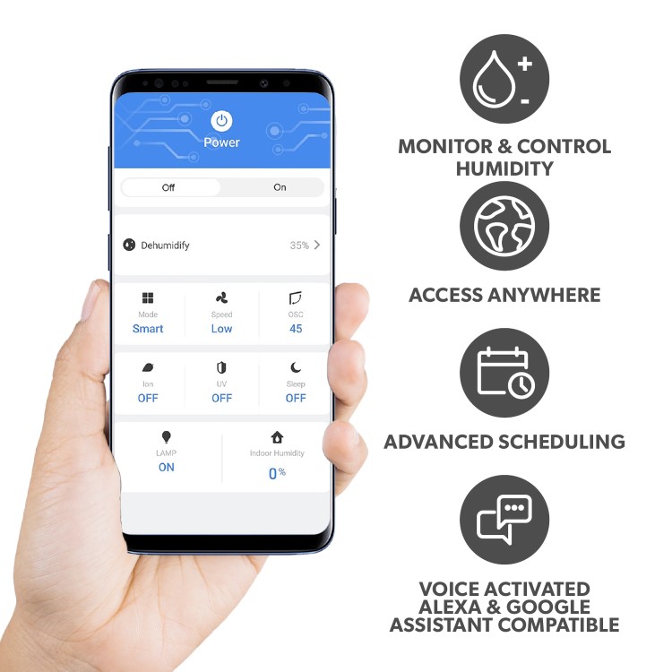 GRADE A3 - electriQ 12 Litre Smart App Alexa Low Energy Dehumidifier with HEPA and UV Air Purifier
