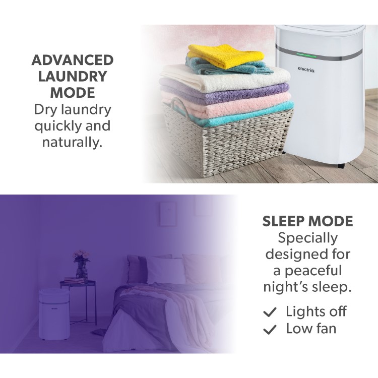 Refurbished electriQ 20L Quiet Anti Bacterial Laundry Dehumidifier