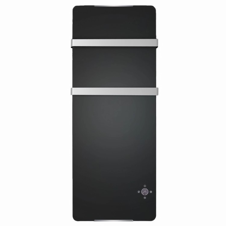 Refurbished electriq 1200W Smart Wall Mounted Designer Glass Heater with Towel Rails - Black