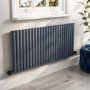 Refurbished Anthracite Electric Horizontal Designer Radiator 2kW with Wifi Thermostat - H600xW1416mm - IPX4 Bathroom Safe