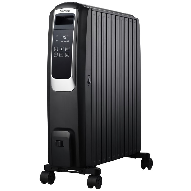 Refurbished electriQ 2500W Smart Oil Filled Radiator with Thermostat and Weekly Timer - Black