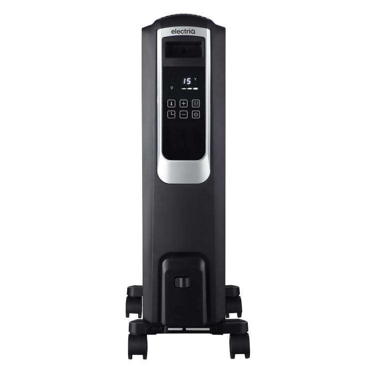 Refurbished electriQ 2500W Smart Oil Filled Radiator with Thermostat and Weekly Timer - Black