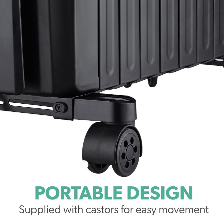 Refurbished electriQ 2500W Smart Oil Filled Radiator with Thermostat and Weekly Timer - Black