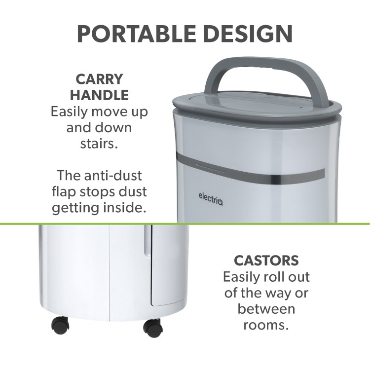 Refurbished electriQ 25L Low-Energy Smart Laundry Dehumidifier and HEPA UV Air Purifier