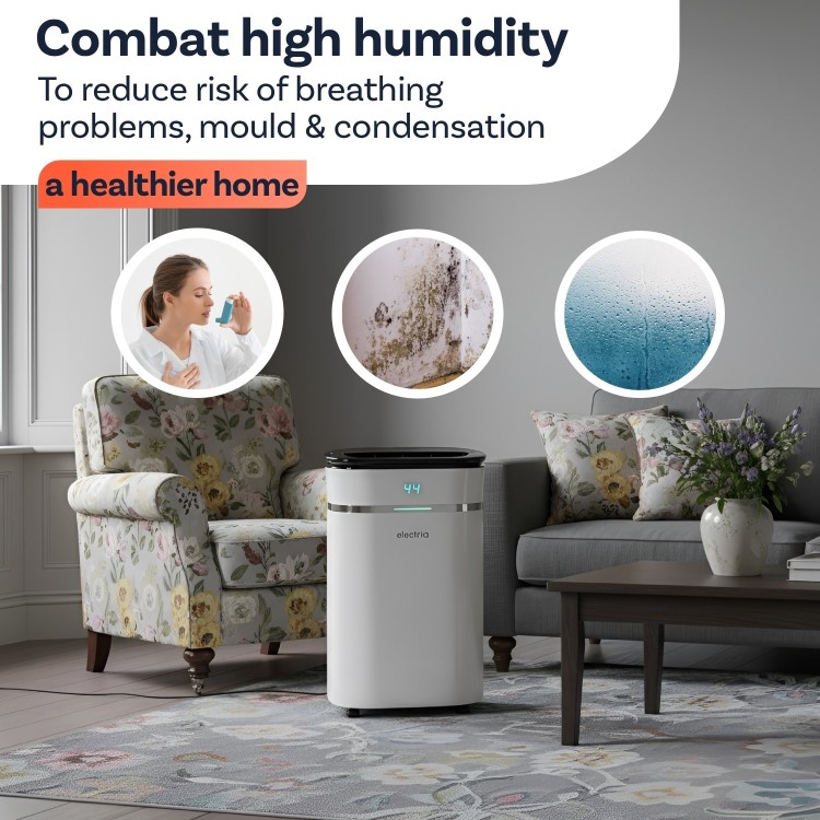 Refurbished electriQ 20L Low-Energy Quiet Laundry Dehumidifier with HEPA UV Air Purifier
