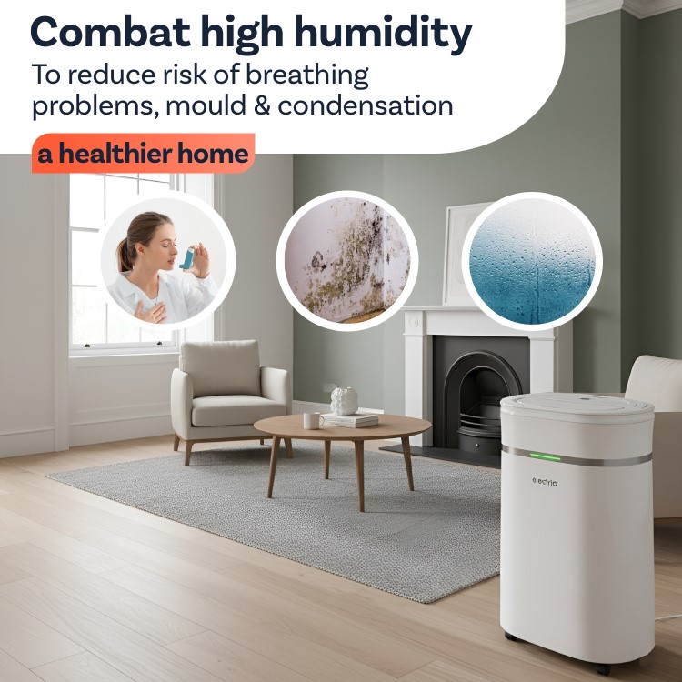 GRADE A2 - electriQ Essential 20L Quiet Anti Bacterial Laundry Dehumidifier