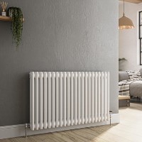Refurbished Reggio White Horizontal Double Column Traditional Radiator 600x1010mm 3462 BTU - Cast Iron Style