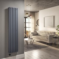 Refurbished Anthracite Vertical Smart Electric Radiator with Wi-Fi Thermostat - 1.2kW - Double Panel H1600xW354mm - Bathroom Safe