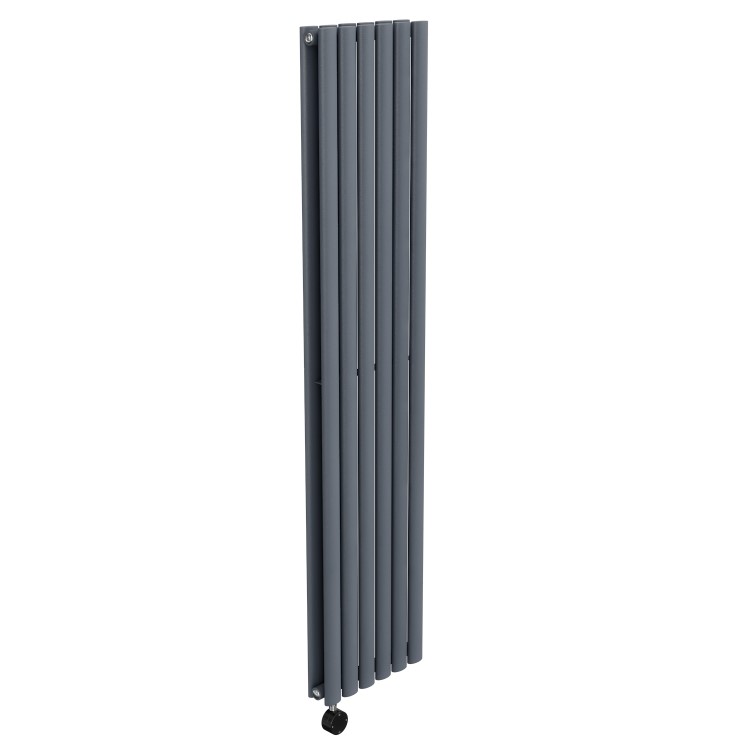 Refurbished Anthracite Vertical Smart Electric Radiator with Wi-Fi Thermostat - 1.2kW - Double Panel H1600xW354mm - Bathroom Safe