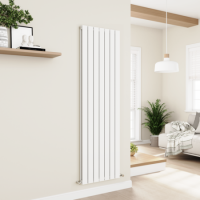 Refurbished Eco Eleganza White Vertical Flat Designer Aluminium Radiator 1800x525mm Double Panel 5124 BTU