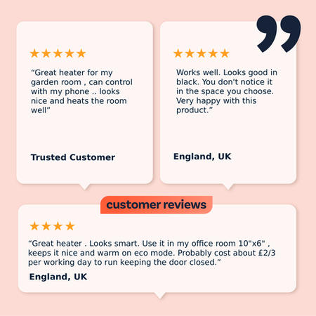 electriQ 2500W Smart Designer Glass Panel Convection Heater - Wall Mountable & Bathroom Safe - Black