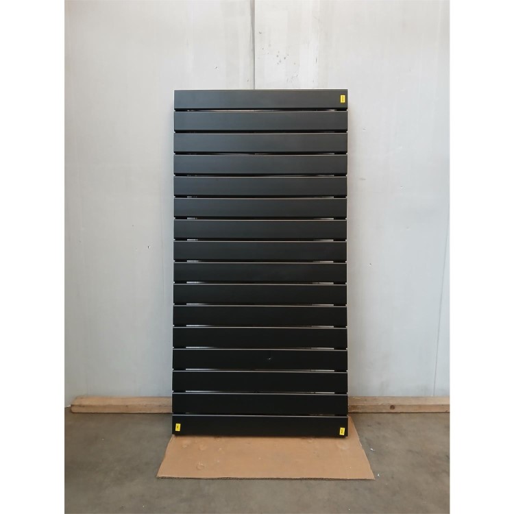 Refurbished - Eco Eleganza Midnight Black Horizontal Flat Designer Aluminium Radiator 600x1200mm Single Panel 3683 BTU