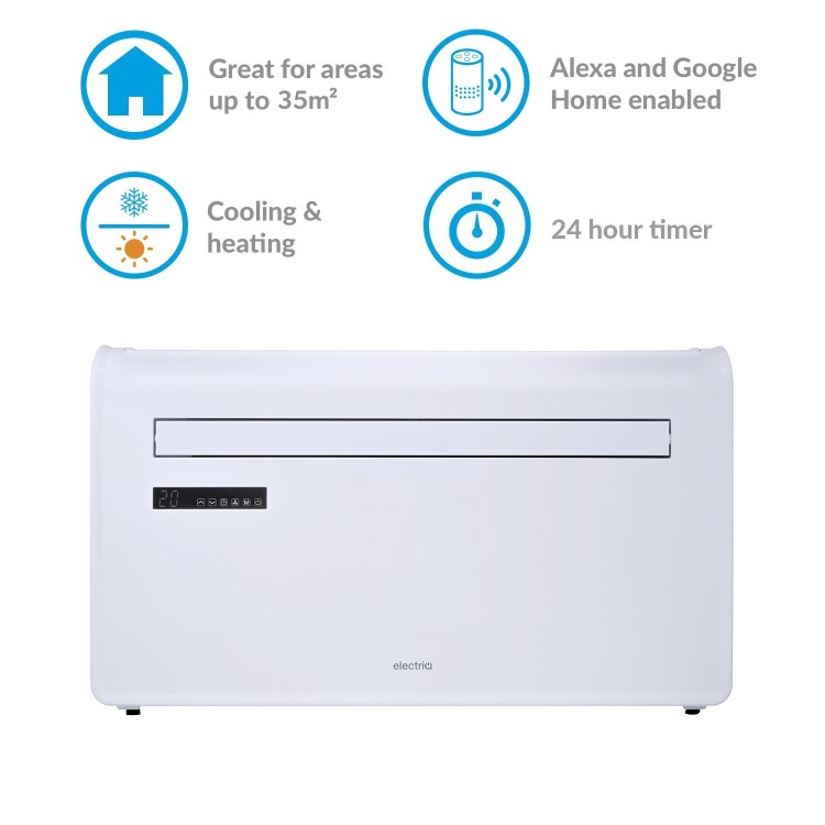 Refurbished electriQ iQool 12000 BTU Wall Mounted All-In-One Smart Air Conditioner with Heat Pump - No Outdoor Unit Needed