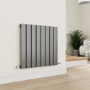 Refurbished Eco Eleganza Anthracite Horizontal Flat Designer Aluminium Radiator 600x600mm Single Panel 1841 BTU