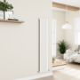Refurbished - Eco Eleganza White Vertical Flat Designer Aluminium Radiator 1600x300mm Single Panel 2036 BTU
