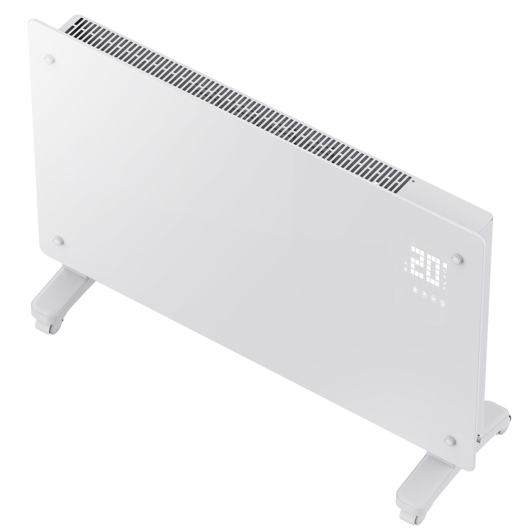 Refurbished electriQ 2500W Smart Designer Glass Panel Convection Heater - Wall Mountable & Bathroom Safe - White