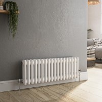 GRADE A1 - Reggio White Horizontal Double Column Traditional Radiator 300x830mm 1470 BTU - Cast Iron Style