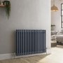 GRADE A1 - Reggio Anthracite Horizontal Double Column Traditional Radiator 600x830mm 2832 BTU - Cast Iron Style