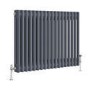 GRADE A1 - Reggio Anthracite Horizontal Double Column Traditional Radiator 600x830mm 2832 BTU - Cast Iron Style