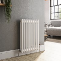 GRADE A1 - Reggio White Horizontal Double Column Traditional Radiator 600x425mm 1416 BTU - Cast Iron Style