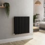 GRADE A1 - Sorrento Midnight Black Horizontal Oval Designer Radiator 600x590mm Double Panel 2399 BTU
