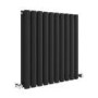 GRADE A1 - Sorrento Midnight Black Horizontal Oval Designer Radiator 600x590mm Double Panel 2399 BTU