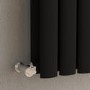 GRADE A1 - Sorrento Midnight Black Horizontal Oval Designer Radiator 600x590mm Double Panel 2399 BTU