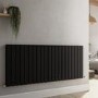 Refurbished - Riace Midnight Black Horizontal Flat Designer Radiator 600x1428mm Double Panel 5398 BTU