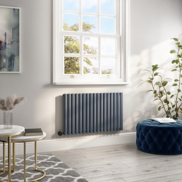 Anthracite Horizontal Smart Electric Radiator with Wi-Fi Thermostat - 1200W - H600xW1003mm - Bathroom Safe