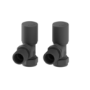 Refurbished - Elego Anthracite Gray Modern Manual Angled Radiator Valves (pair)