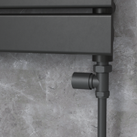 Refurbished - Elego Matte Black Modern Manual Straight Radiator Valves (pair)