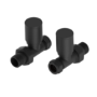 Refurbished - Elego Matte Black Modern Manual Straight Radiator Valves (pair)
