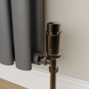 A1/TRV-AG-1BN Refurbished Elego Black Nickel Modern TRV Angled Thermostatic Radiator Valves With Lockshield