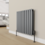 Refurbished - Elego Matte Black Modern TRV Angled Thermostatic Radiator Valves With Lockshield