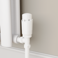 Refurbished - Elego White Modern TRV Angled Thermostatic Radiator Valves With Lockshield