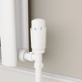 Refurbished - Elego White Modern TRV Angled Thermostatic Radiator Valves With Lockshield