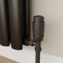 Refurbished - Elego Matte Black Modern TRV Angled Thermostatic Radiator Valves With Lockshield