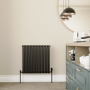 Refurbished - Elego Matte Black Modern TRV Angled Thermostatic Radiator Valves With Lockshield