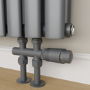 Refurbished - Elego Anthracite Gray Modern TRV H Block Thermostatic Radiator Valves