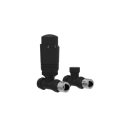 A1/TRV-ST-1MB Refurbished Elego Matte Black Modern TRV Straight Thermostatic Radiator Valves With Lockshield