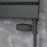 Refurbished Elego Matte Black Modern TRV Straight Thermostatic Radiator Valves With Lockshield